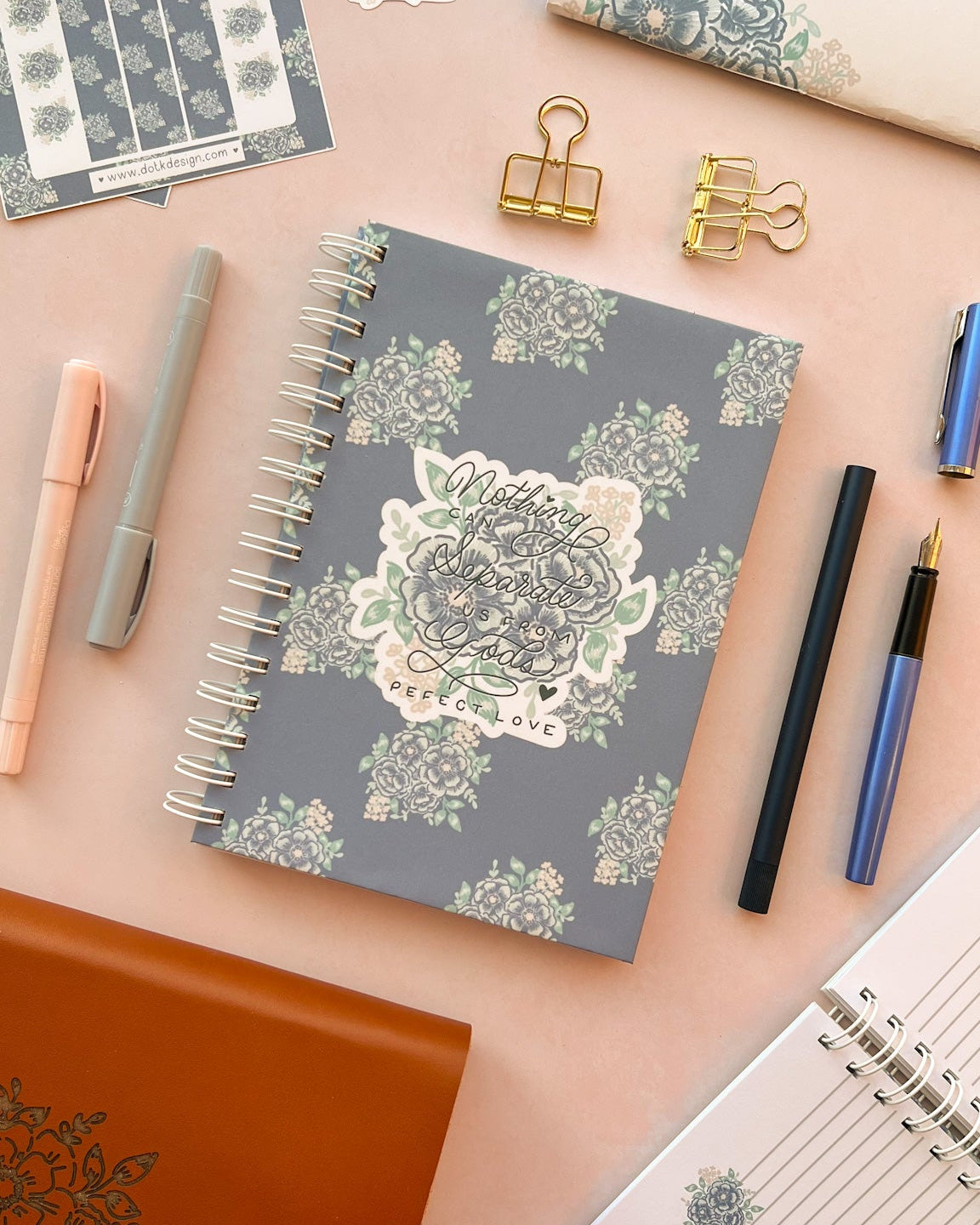 Nothing Can Separate Us - Blue Floral - Wire Bound Prayer & Reflection Journal