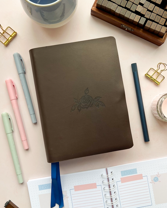 Floral Brown Leather Bible with exclusive DotK Design engraving