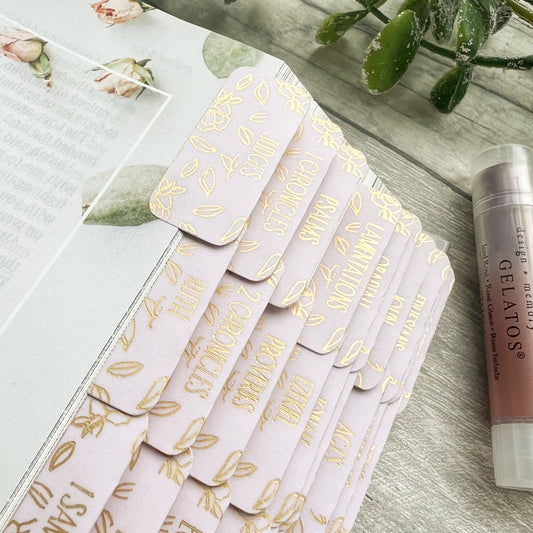 Such A Time - Blush Pink Peonies Gold Foil Laminated Bible Tabs
