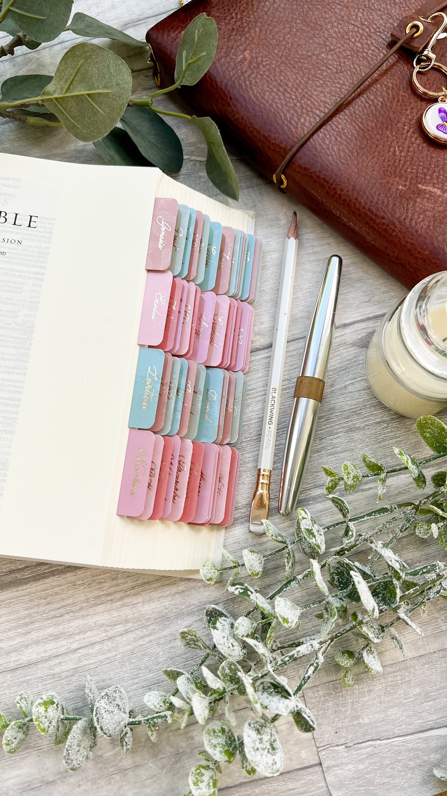 Desert Palm - Watercolour Gold Foil Laminated Bible Tabs
