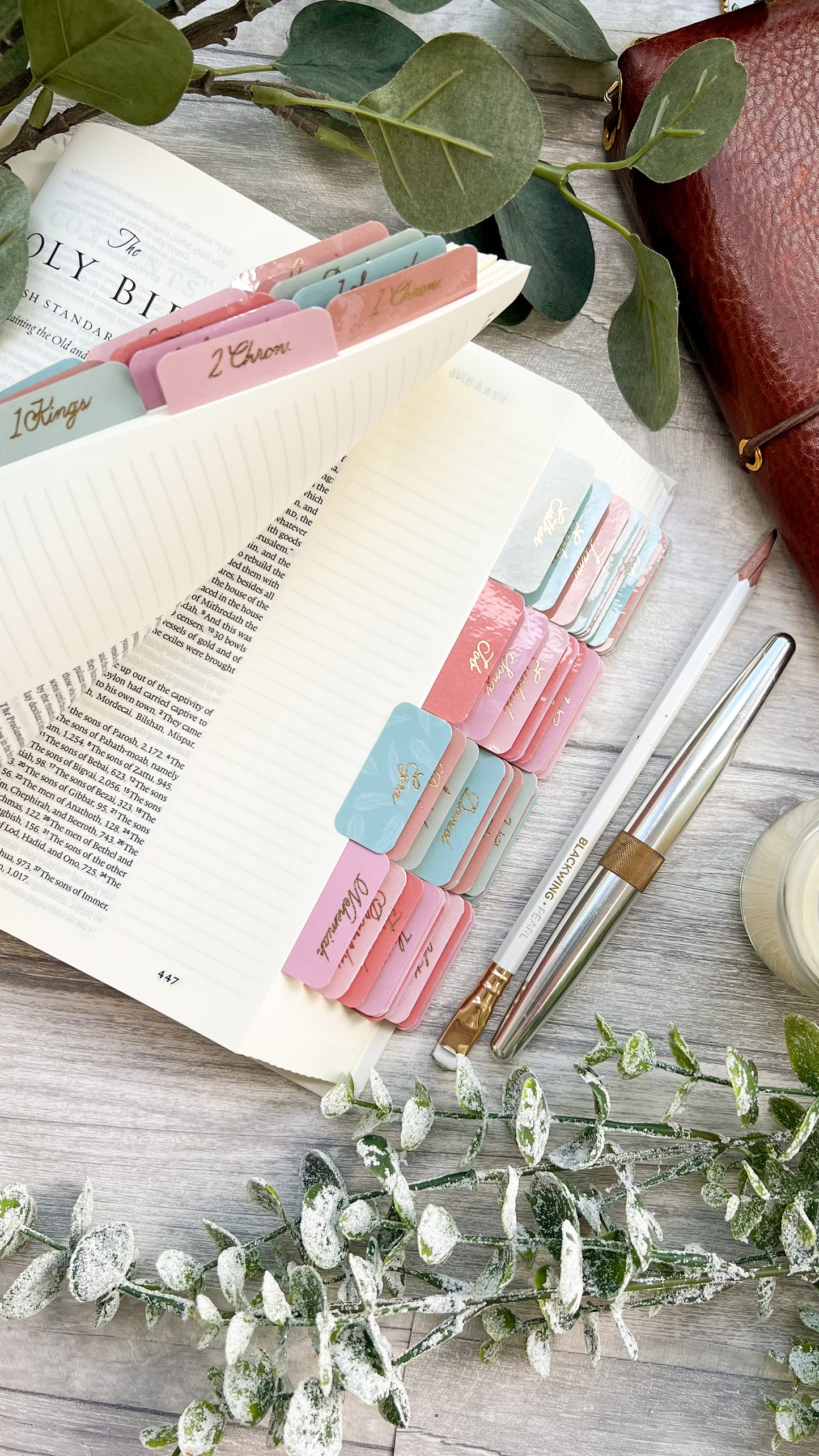 Desert Palm - Watercolour Gold Foil Laminated Bible Tabs