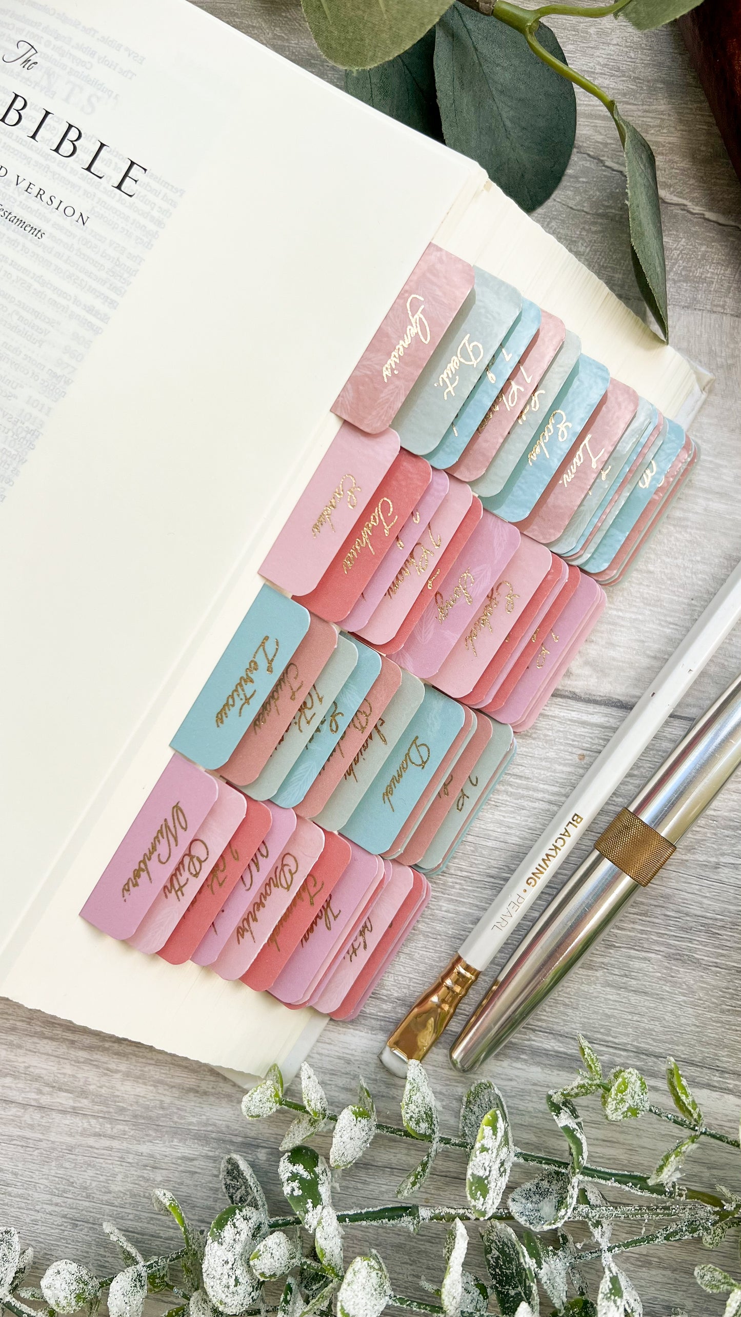 Desert Palm - Watercolour Gold Foil Laminated Bible Tabs