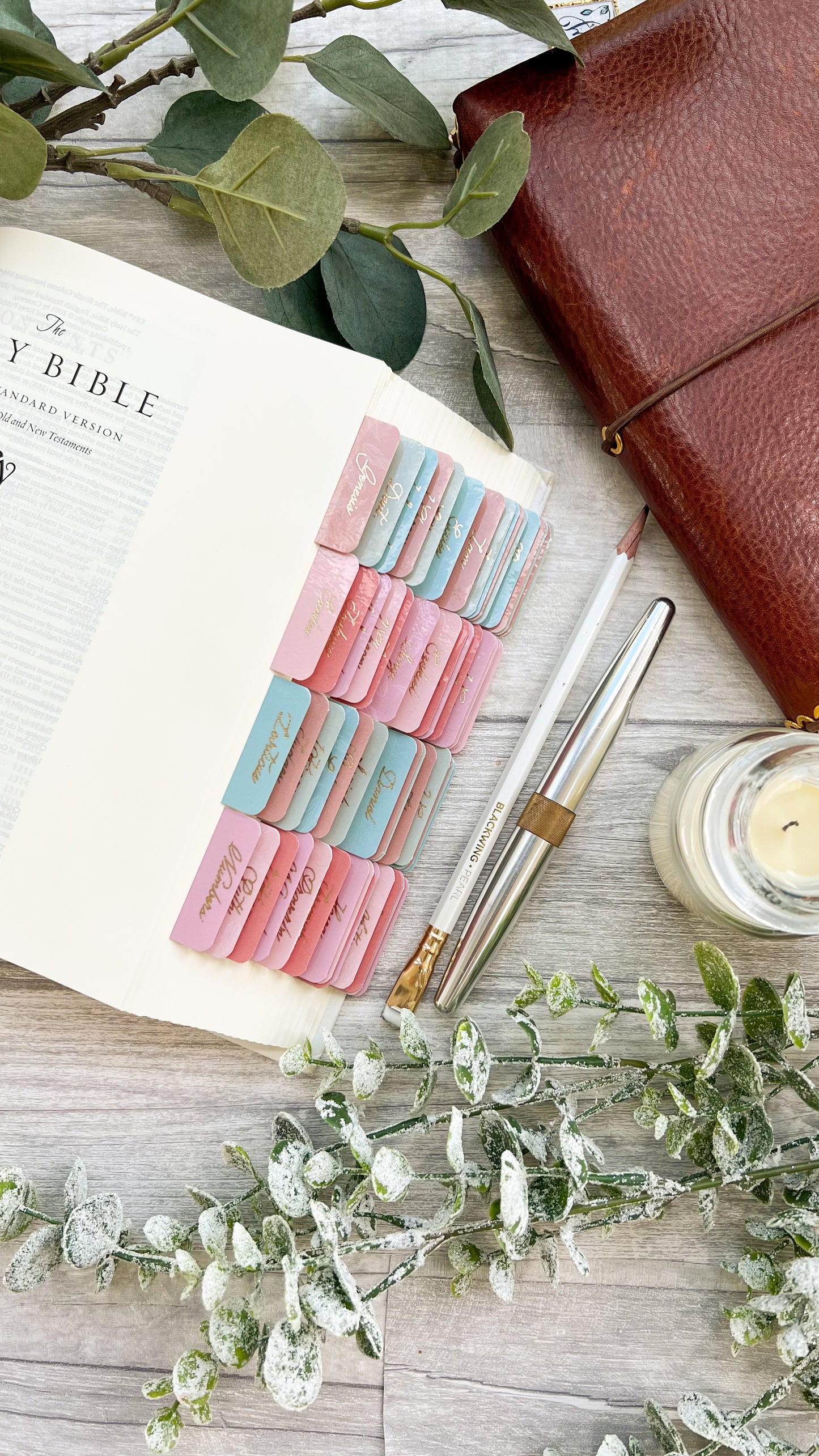 Desert Palm - Watercolour Gold Foil Laminated Bible Tabs