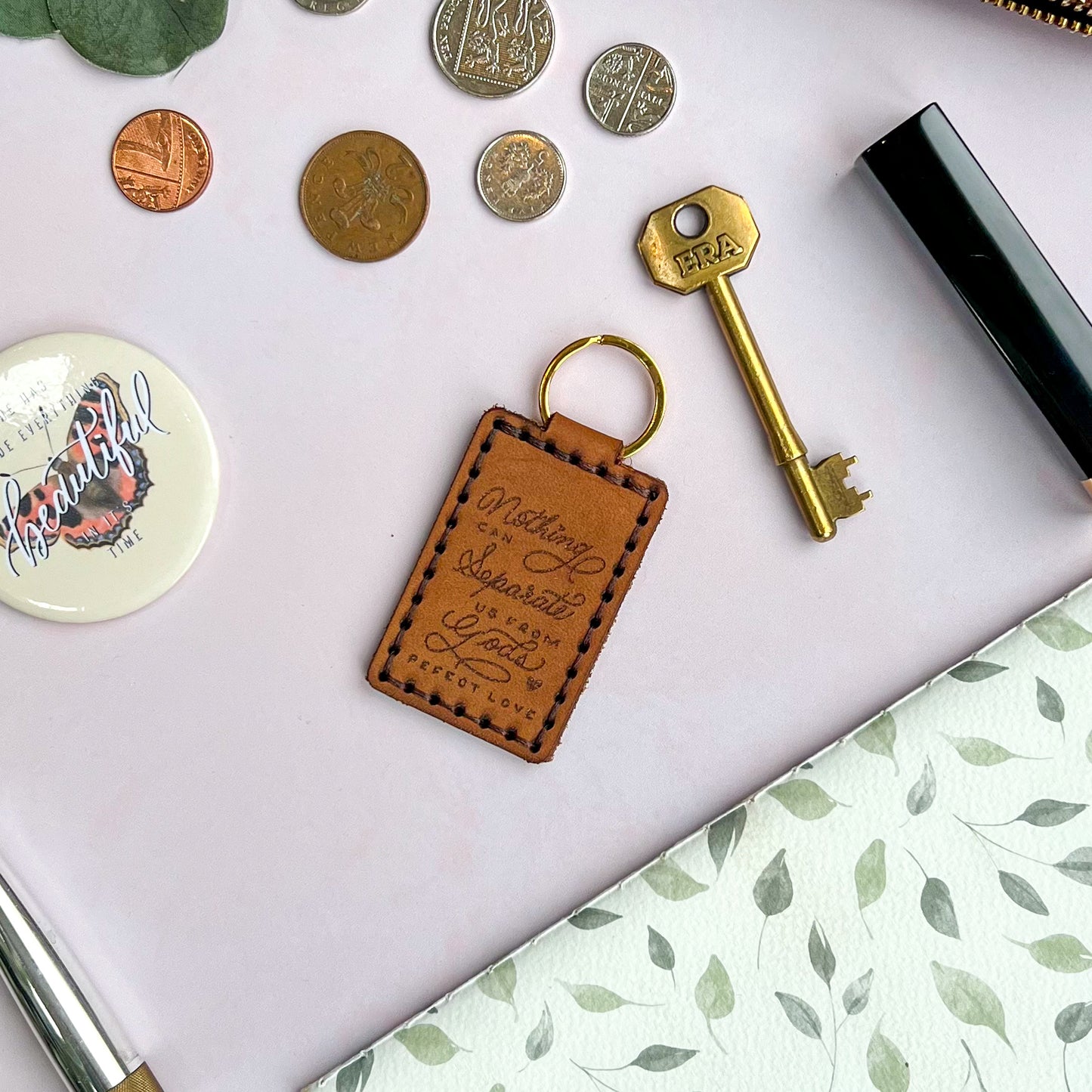 Nothing Can Separate Us - Real Leather Key Fob Key Ring