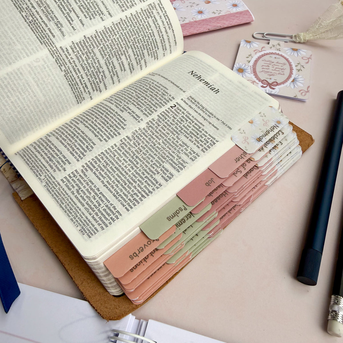 Unfading Beauty - Rebound Leather NLT Bible with Tabs - Ready To Purchase