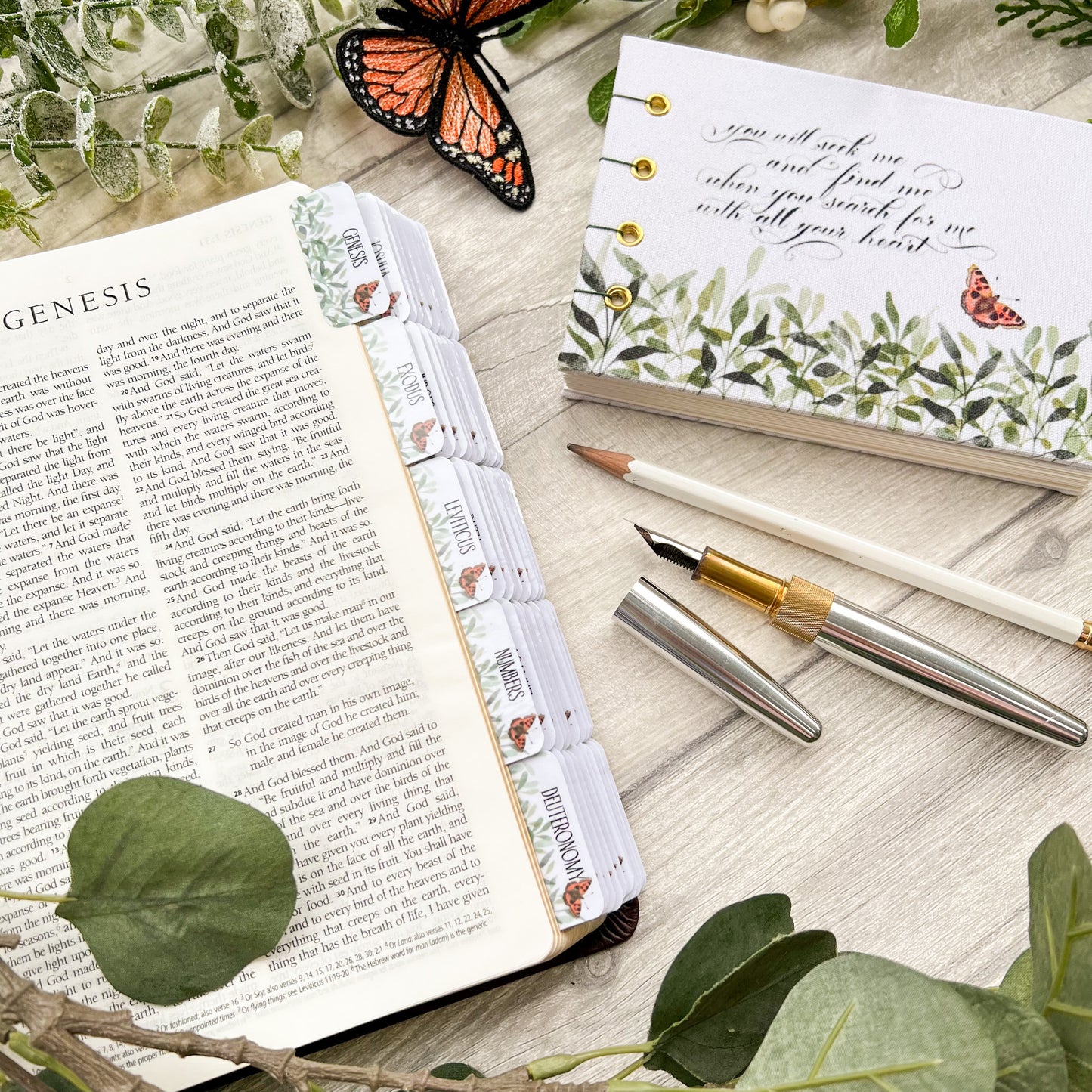 You Will Seek Me & Find Me - Watercolour Butterfly Laminated Bible Tabs