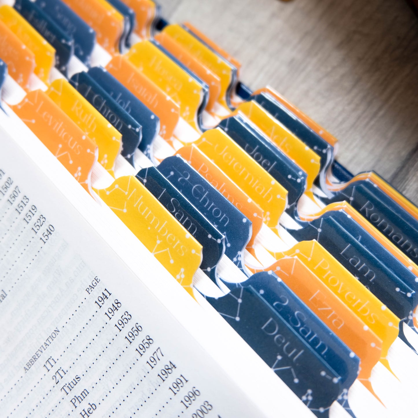 The Heavens Declare - Blue & Golden Yellow Constellation Bible Tabs