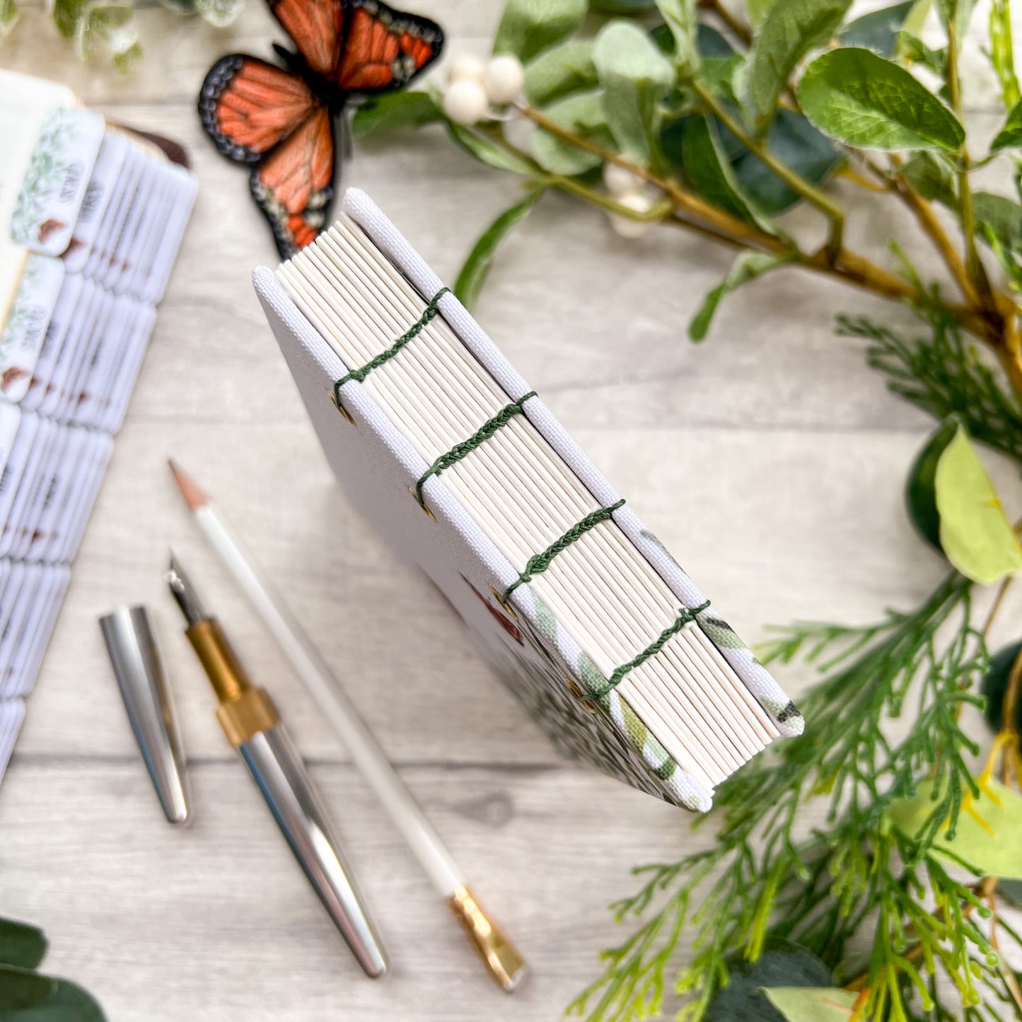 You Will Seek Me & Find Me- Hard Backed Fabric Covered Creative Journal - Coptic Stitch Binding - Watercolour Paper