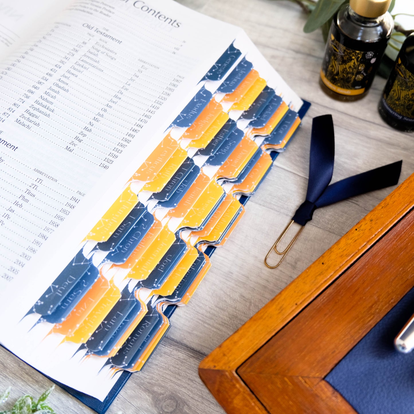 The Heavens Declare - Blue & Golden Yellow Constellation Bible Tabs