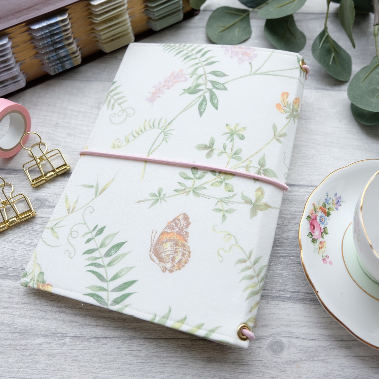 Vintage Butterflies & Florals Travelers Journal Cover - A5 Journal Cover Prayer - Prayer Journal
