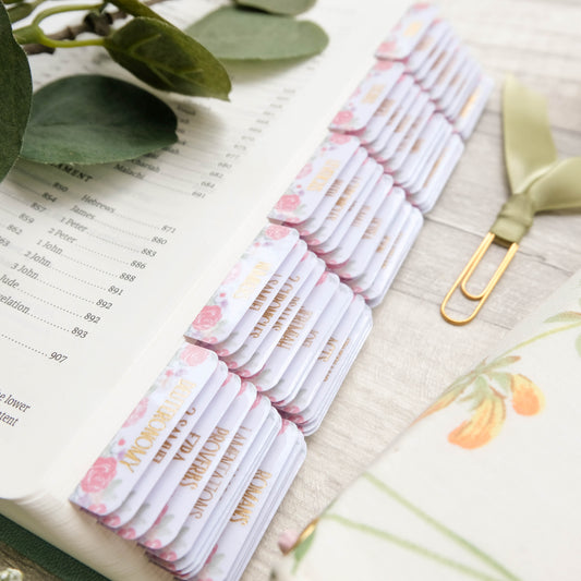 Floral & Foil - Watercolour Gold Foil Laminated Bible Tabs