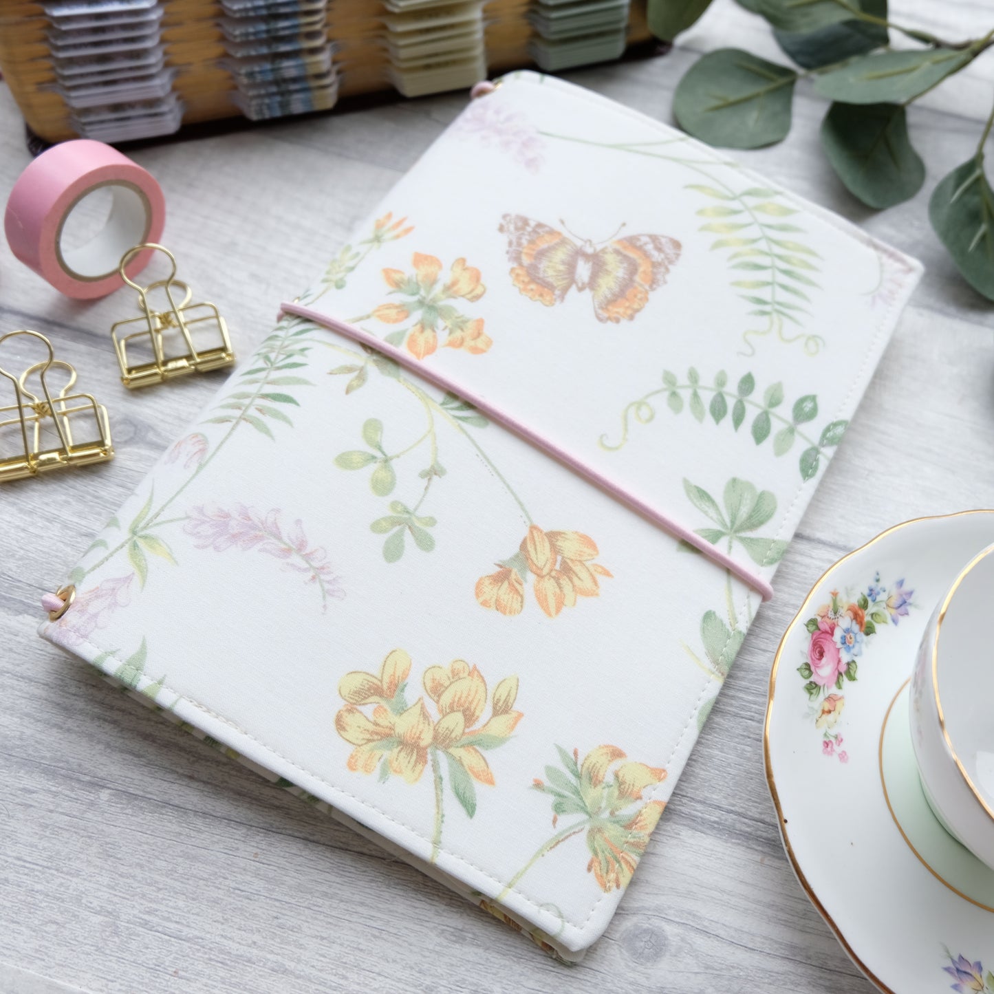 Vintage Butterflies & Florals Travelers Journal Cover - A5 Journal Cover Prayer - Prayer Journal