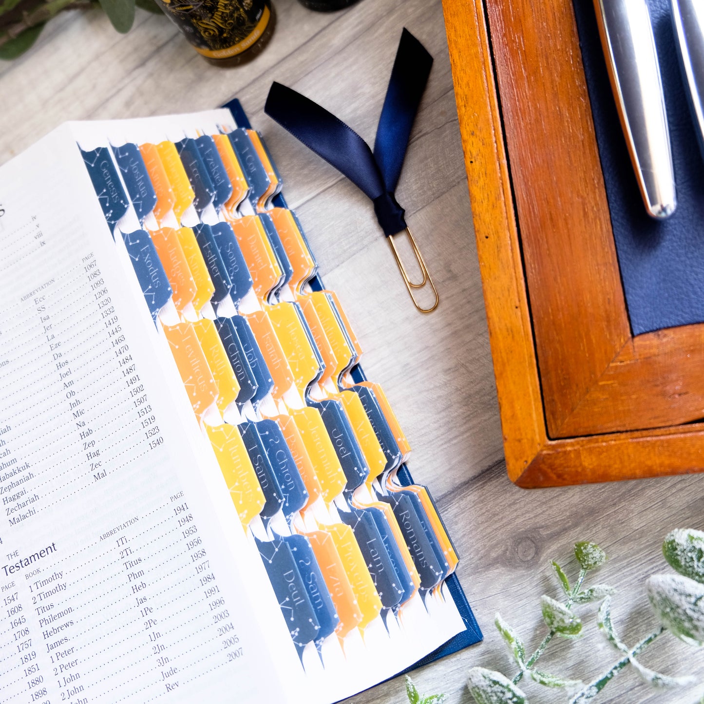 The Heavens Declare - Blue & Golden Yellow Constellation Bible Tabs