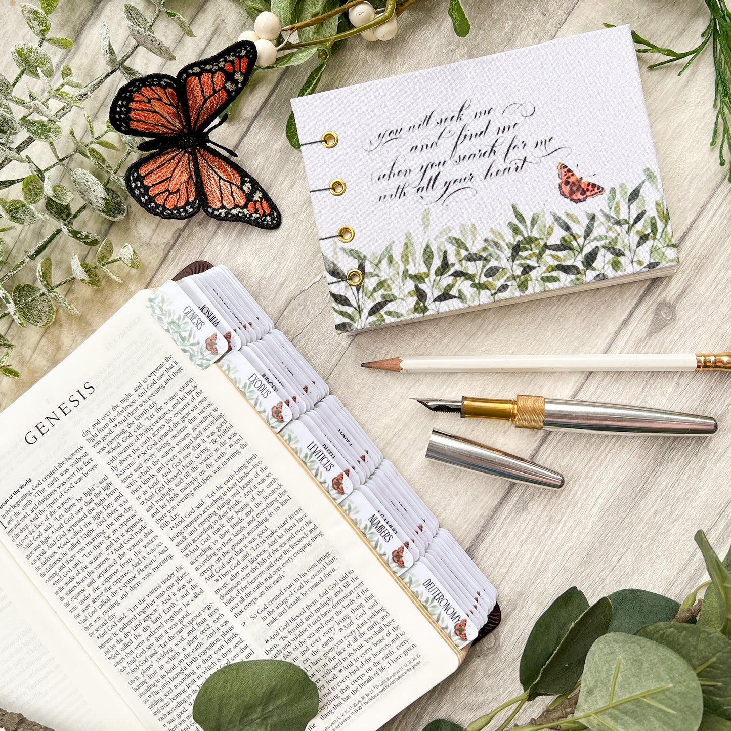 You Will Seek Me & Find Me - Watercolour Butterfly Laminated Bible Tabs