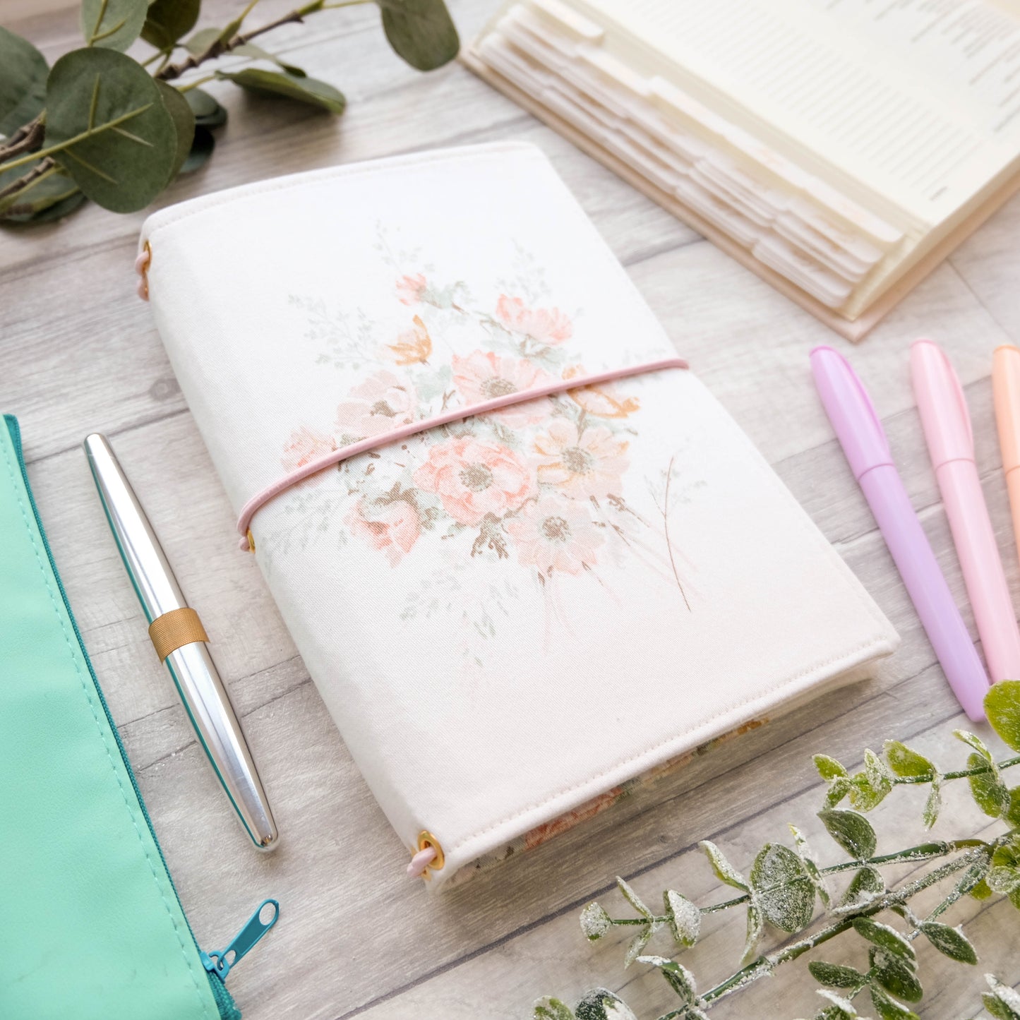 Vintage Wild Roses Travelers Journal Notebook Cover - A5 Journal Cover - Prayer Journal