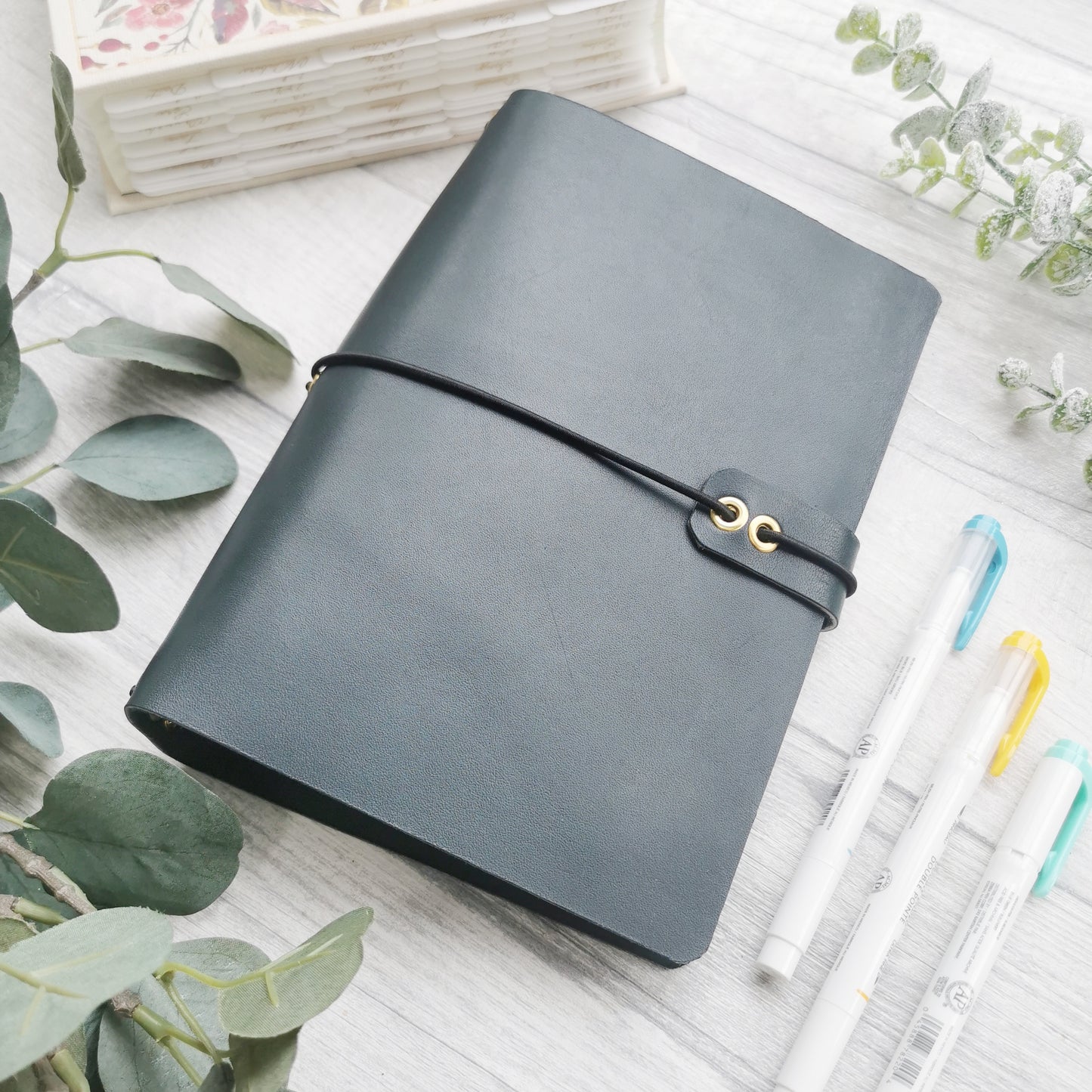 Real Leather Travelers Journal Cover - A5 Journal Cover Prayer - Prayer Journal - Deep Forest Green Leather
