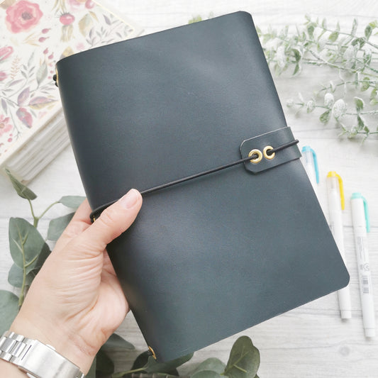 Real Leather Travelers Journal Cover - A5 Journal Cover Prayer - Prayer Journal - Deep Forest Green Leather