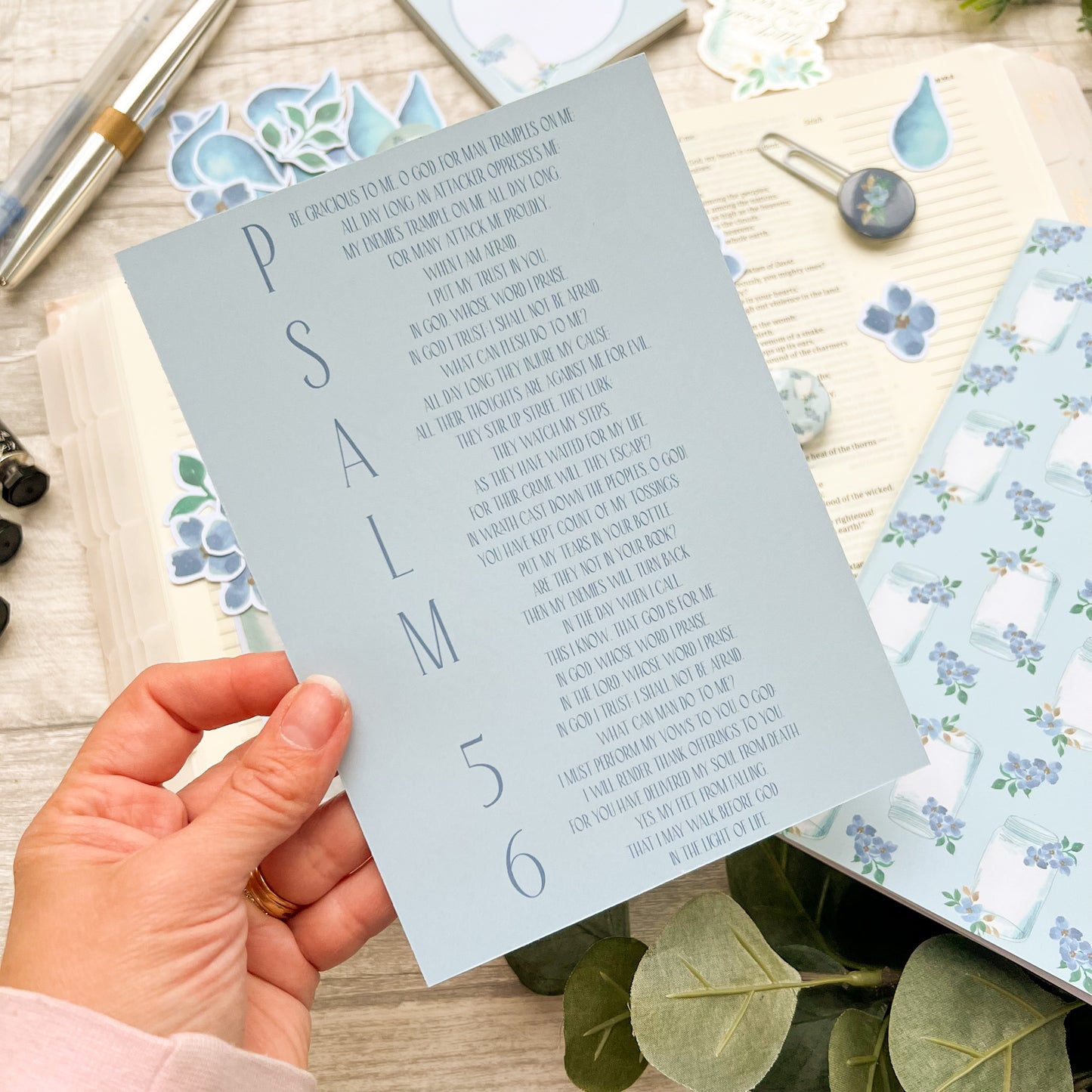 You Put My Tears In Your Bottle - Psalm 56 Bible Journaling Kit - Page spread Kit, Prayer Journal, bookmarks, sticker & Memo Pad