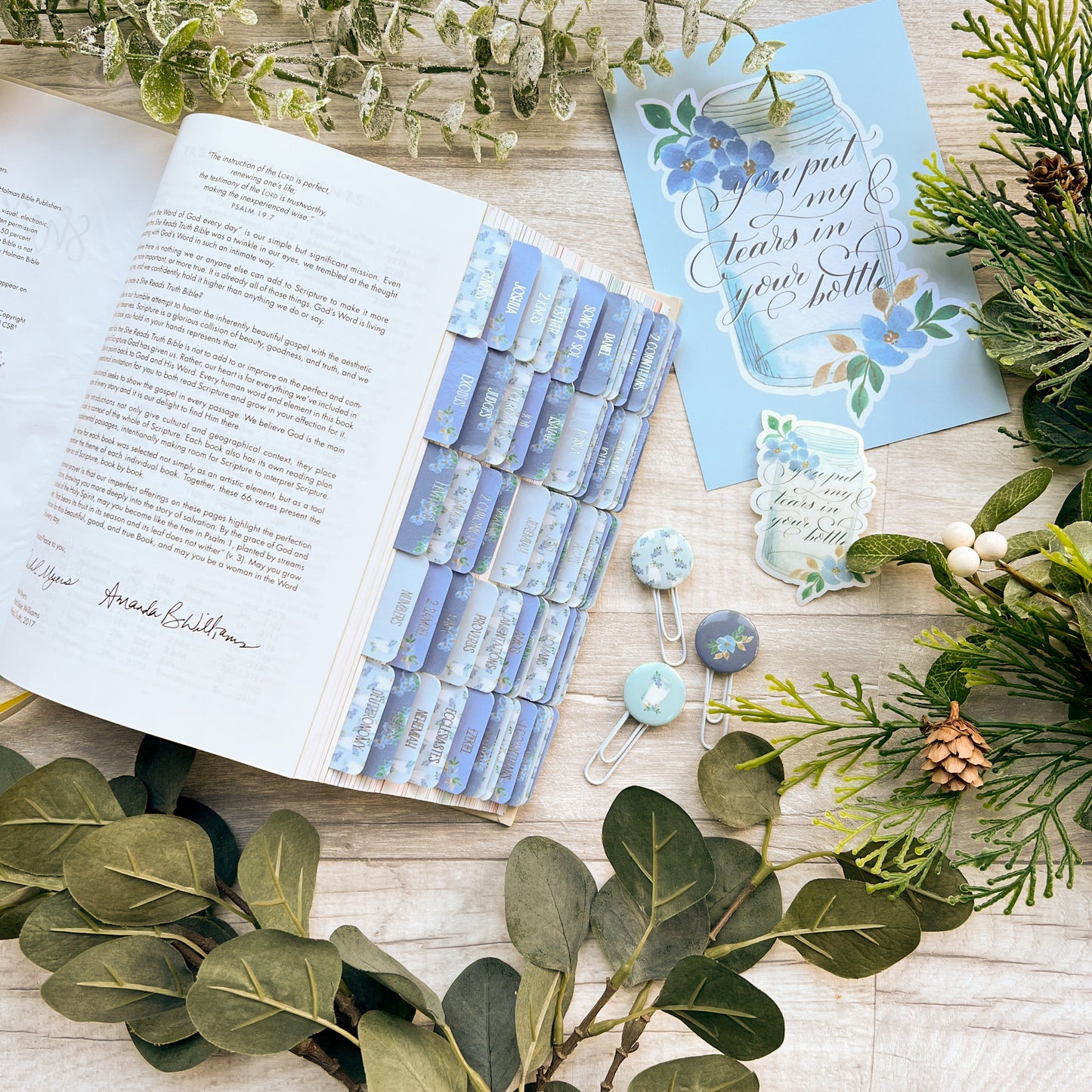 You Put My Tears In Your Bottle - Watercolour Silver Foil Laminated Bible Tabs