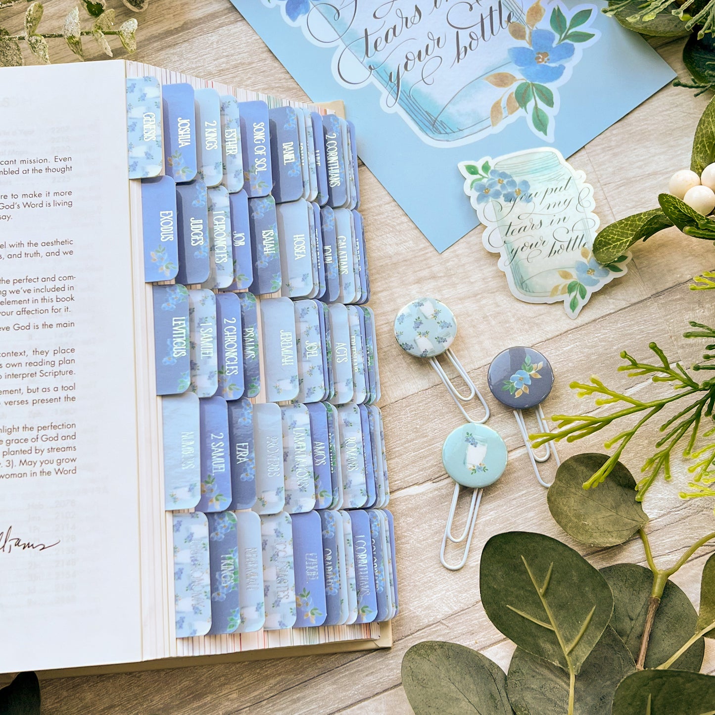 You Put My Tears In Your Bottle - Watercolour Silver Foil Laminated Bible Tabs