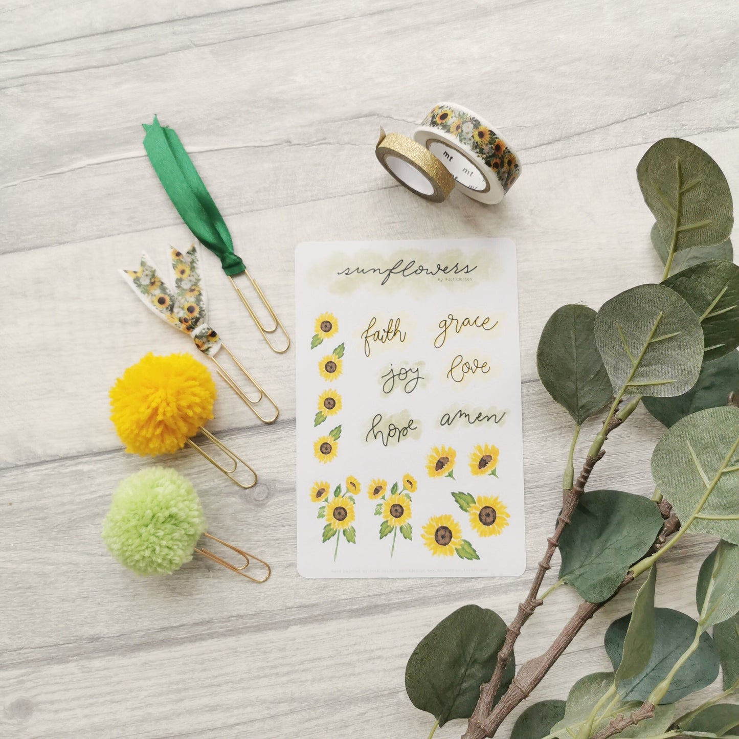 Sunflowers - Bible Journaling bookmark & sticker pack
