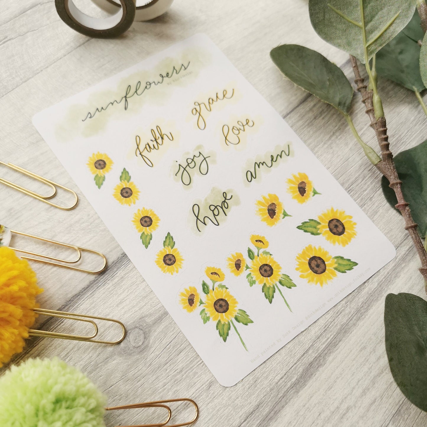 Sunflowers - Bible Journaling bookmark & sticker pack