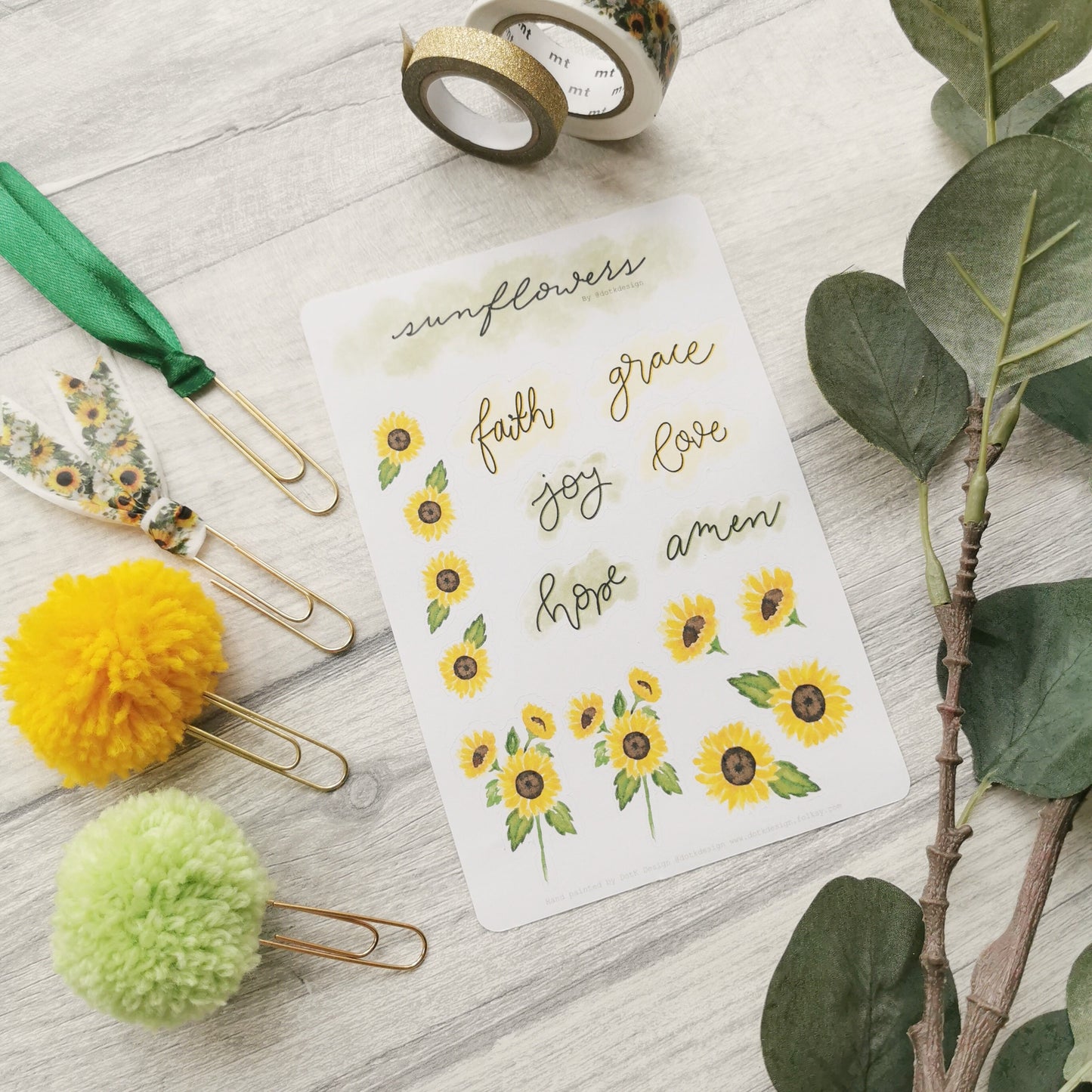 Sunflowers - Bible Journaling bookmark & sticker pack
