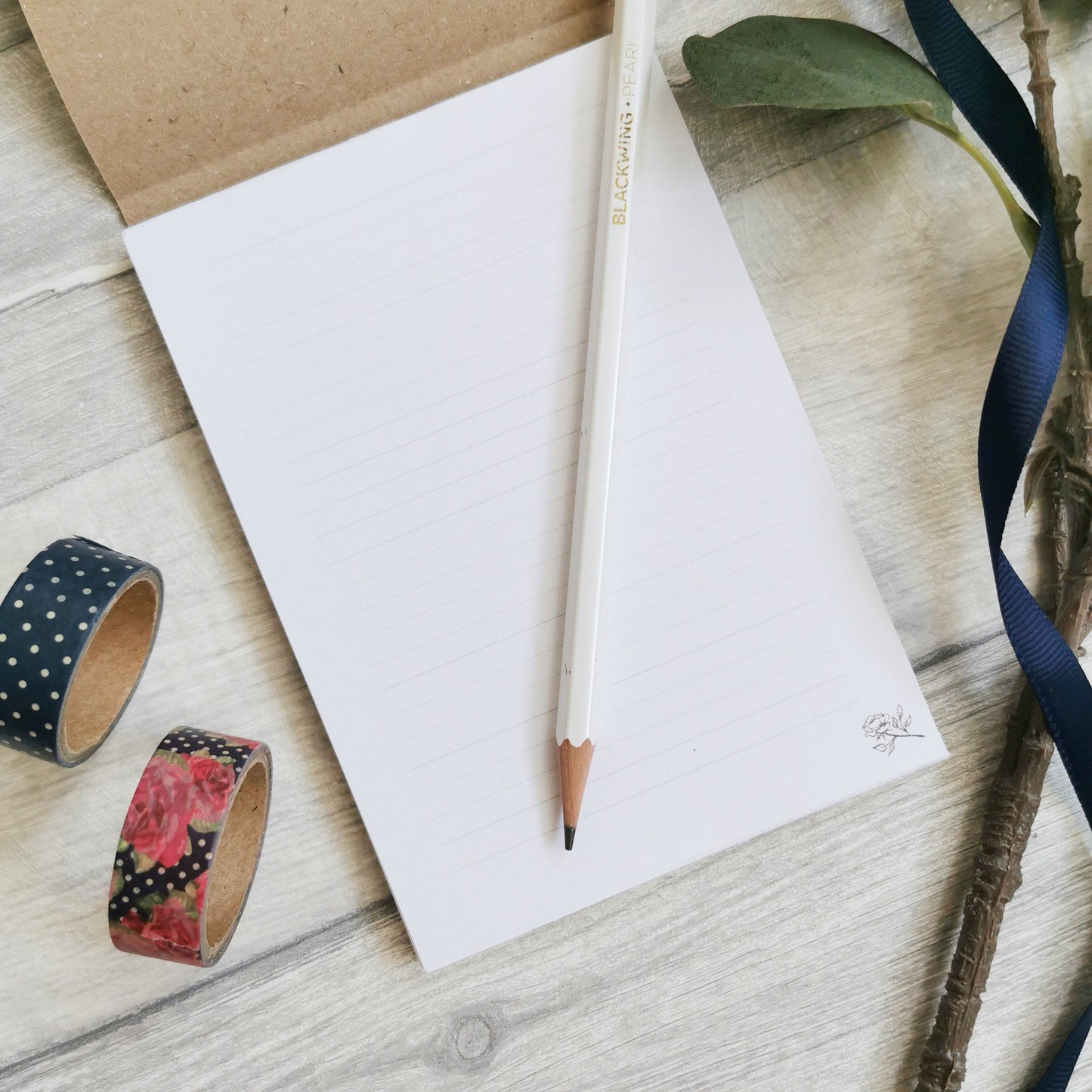 Rose Wreath Monogram A6 Notepad