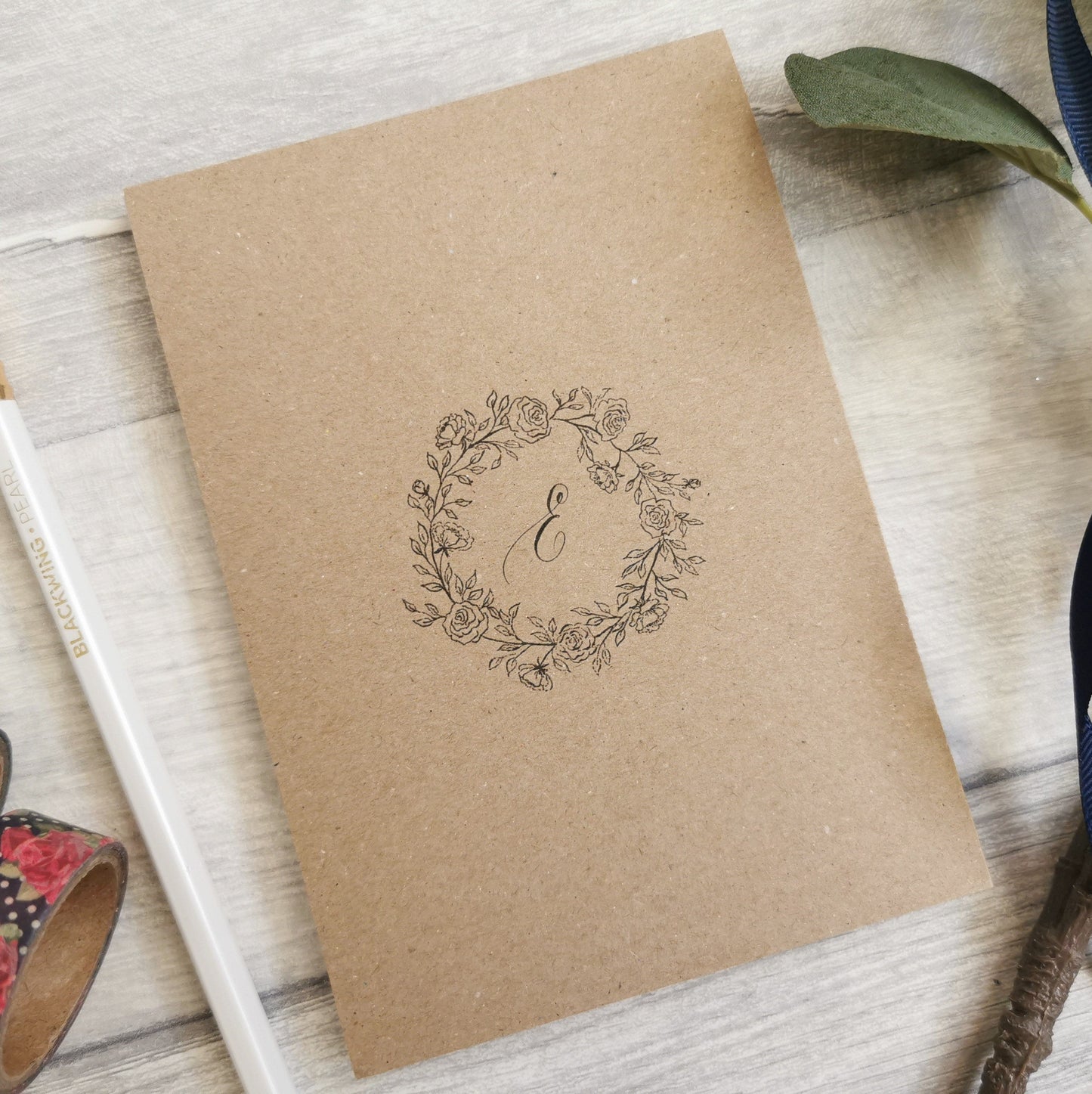 Rose Wreath Monogram A6 Notepad