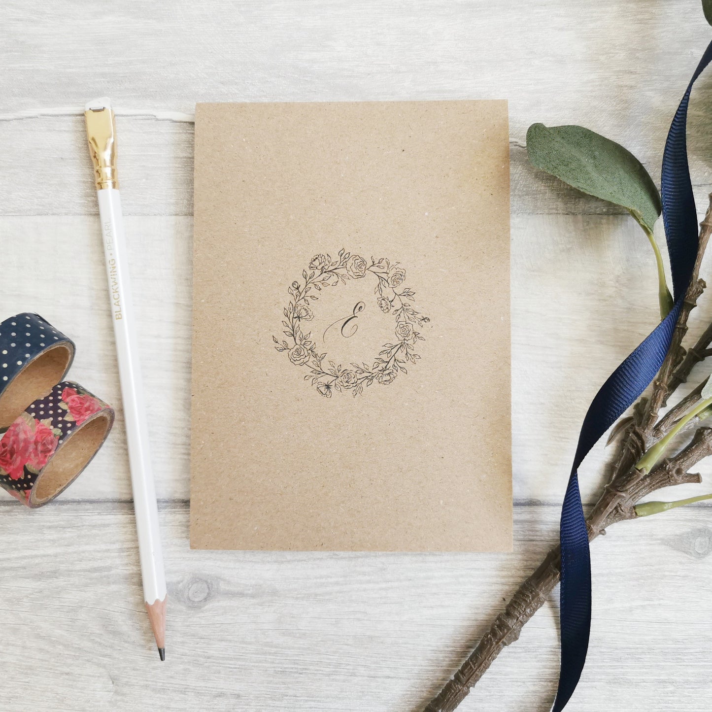 Rose Wreath Monogram A6 Notepad