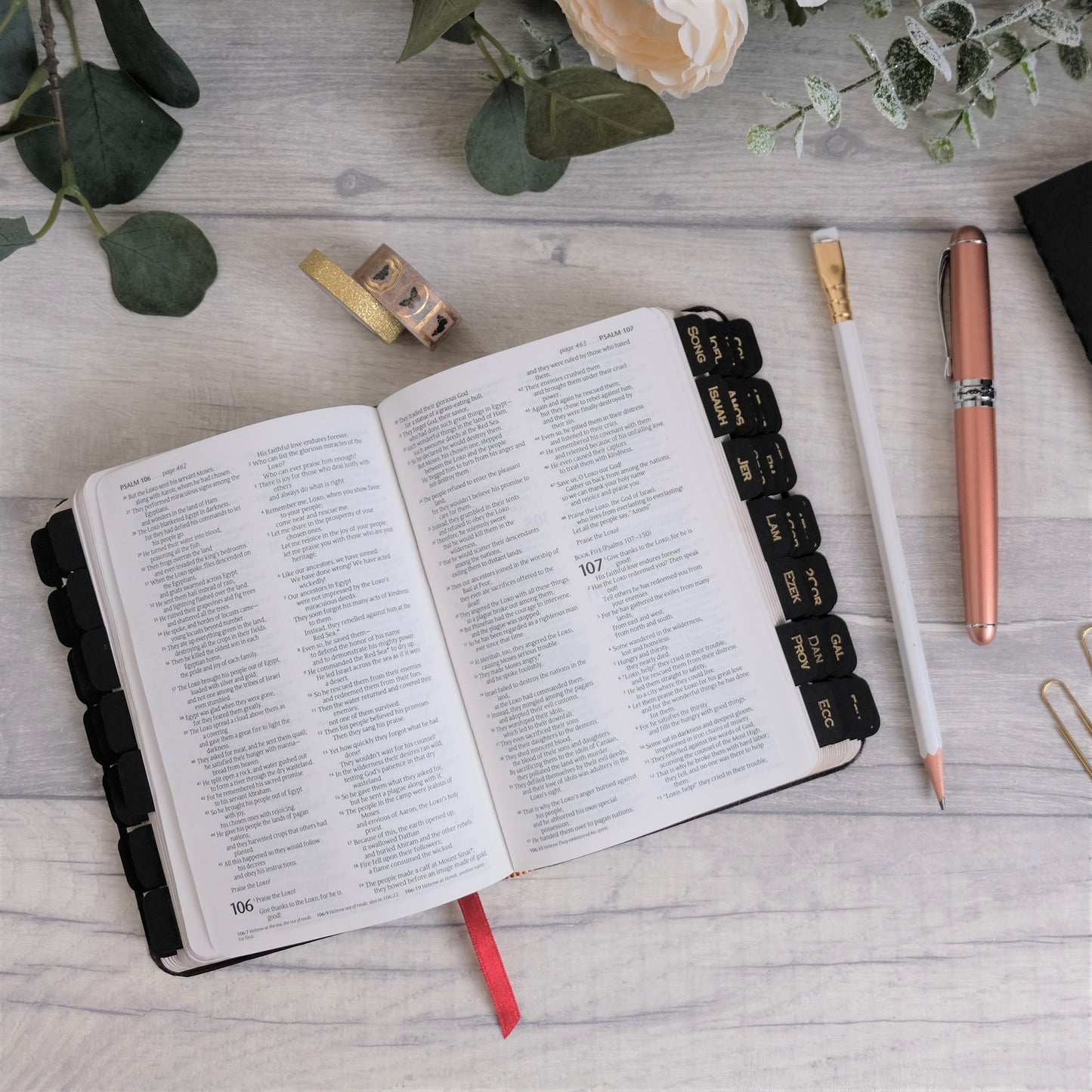 Small & Elegant Black and Gold Mini Bible Tabs
