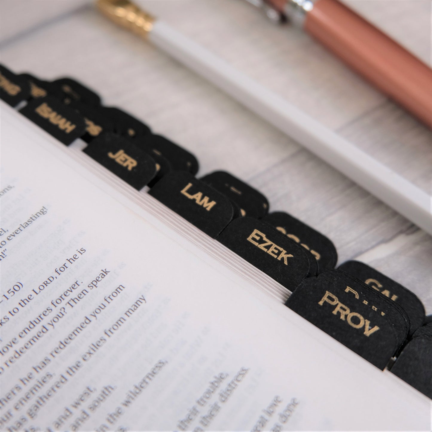 Small & Elegant Black and Gold Mini Bible Tabs
