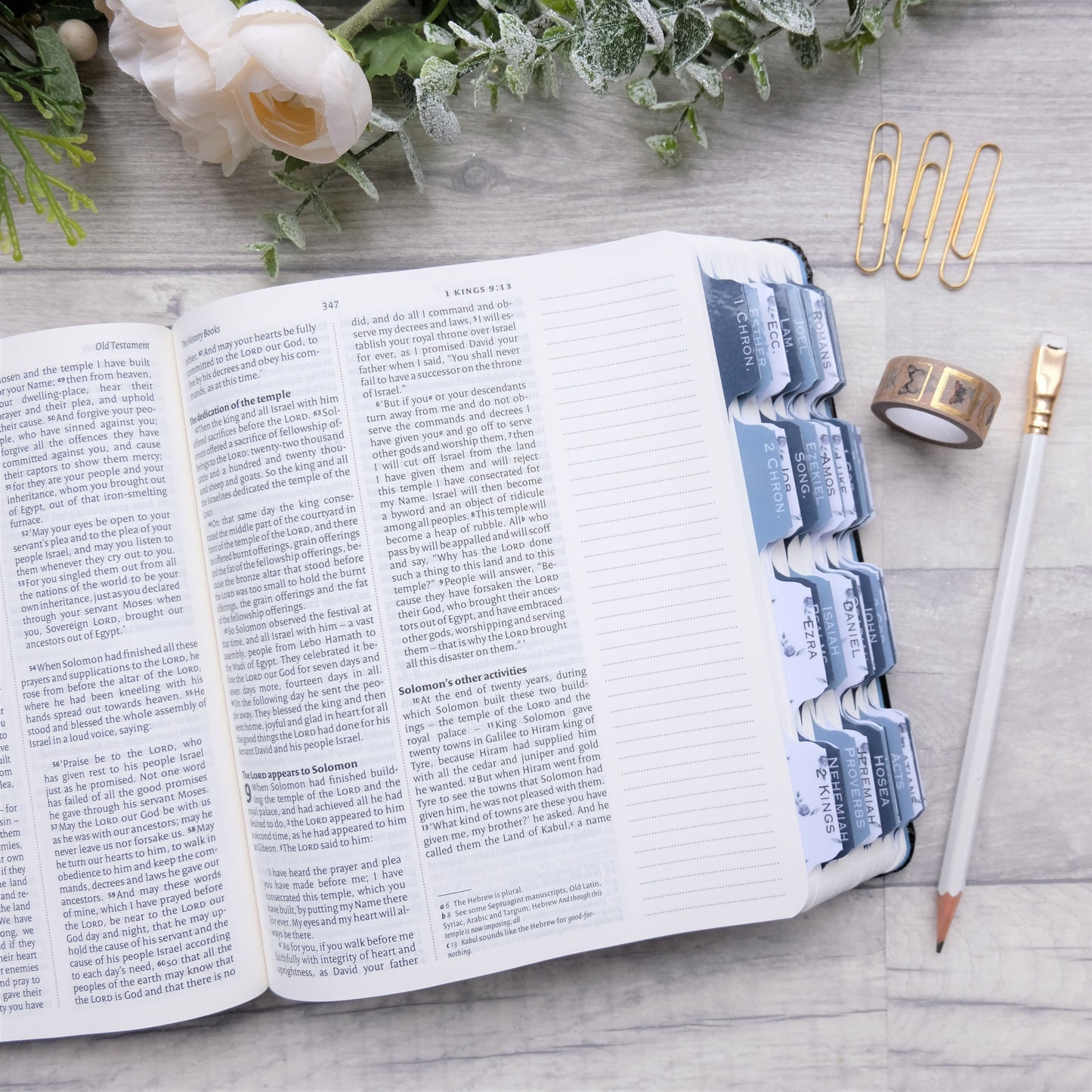 I am - Blue & Floral Watercolour Bible Tabs