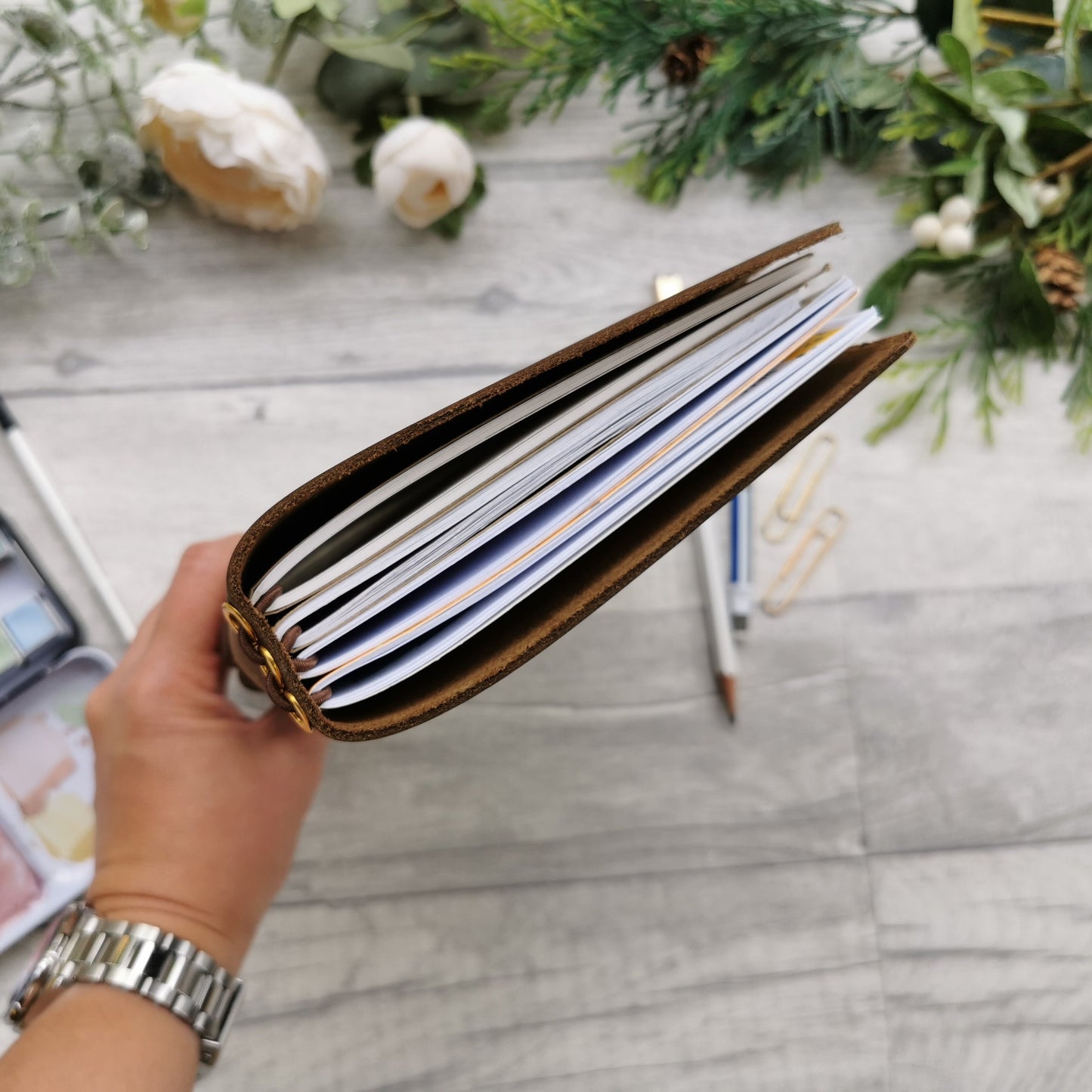 Real Leather Travelers Journal Cover - A5 Journal Cover Prayer - Prayer Journal