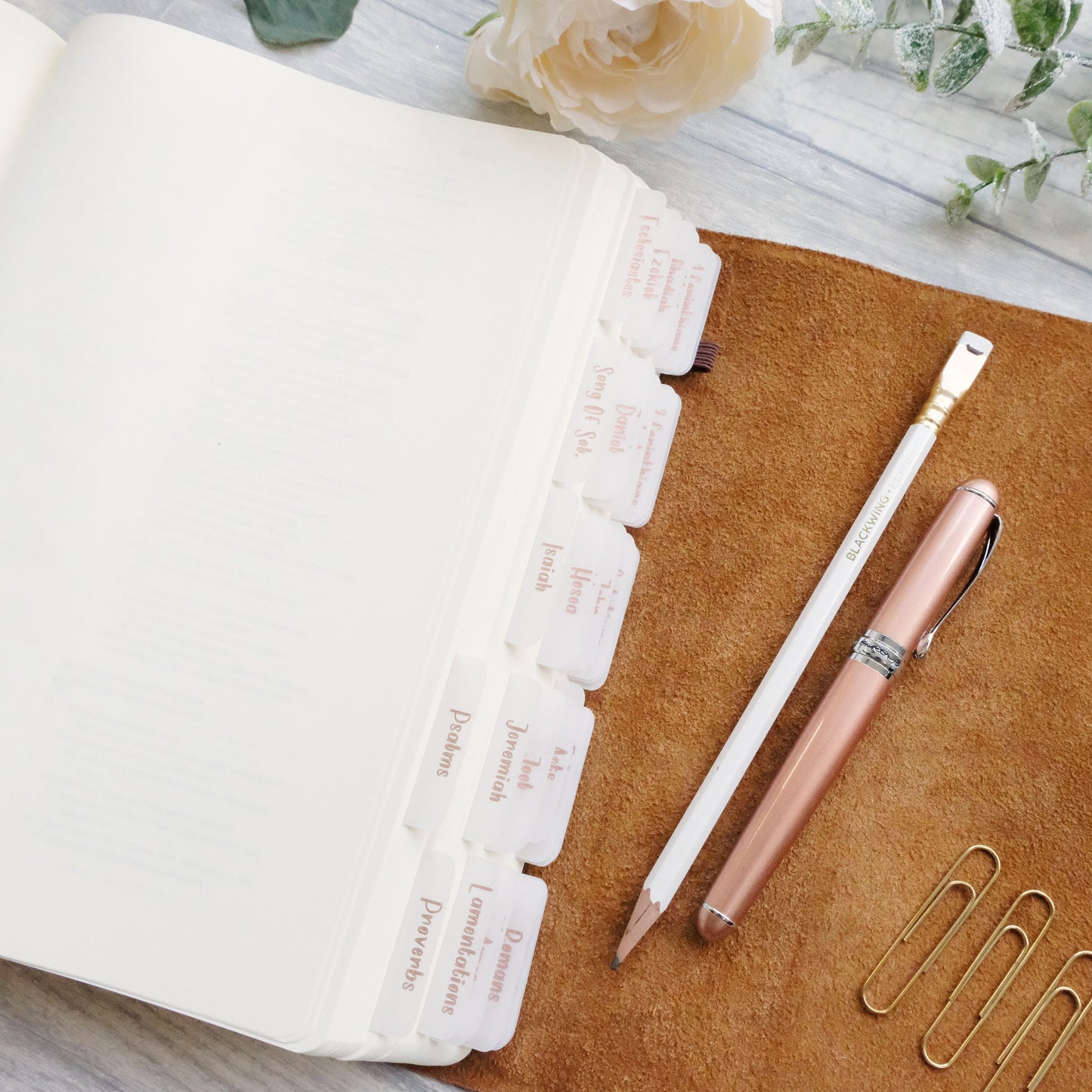 Simple & Minimalistic foiled Vellum Bible Tabs - Gold, Silver or Rose Gold