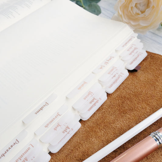 Simple & Minimalistic foiled Vellum Bible Tabs - Gold, Silver or Rose Gold