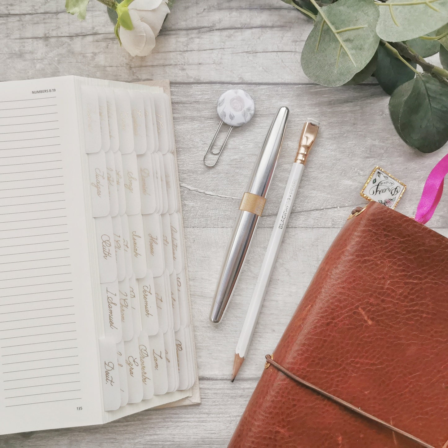 Minimalistic Script Gold Foil Vellum Bible Tabs