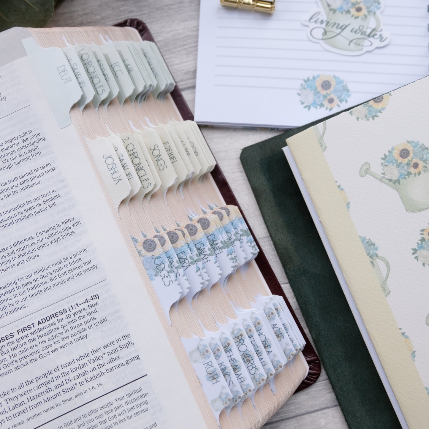 Living Water - Watercolour Floral & Sunflower Bible Tabs