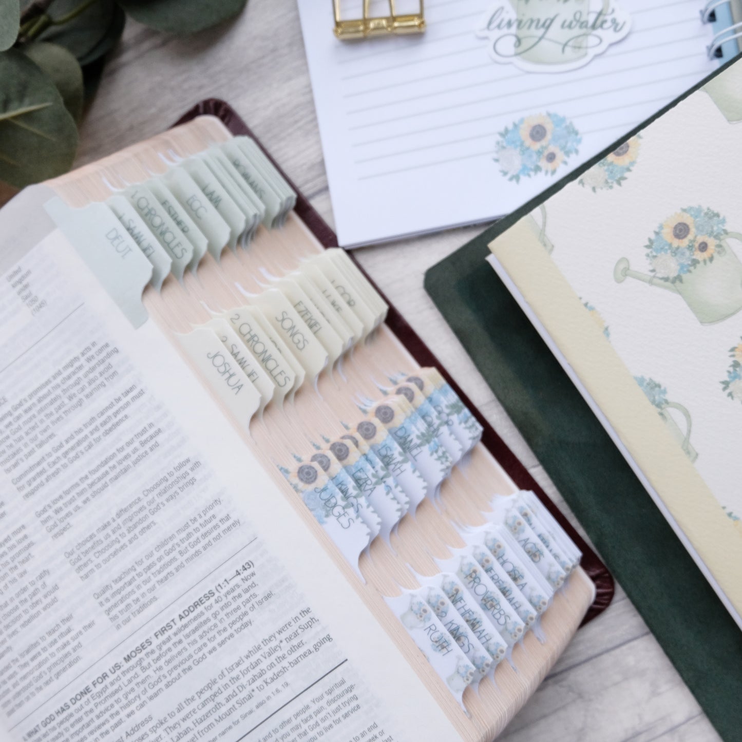Living Water - Watercolour Floral & Sunflower Bible Tabs