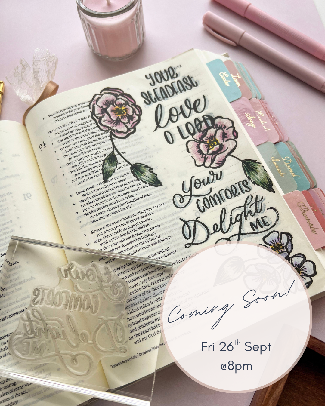 Psalm 94 Bible Journaling Stamps - 12 Clear Stamp Set
