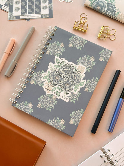 Nothing Can Separate Us - Blue Floral - Hard Back Wire Bound Prayer & Reflection Journal
