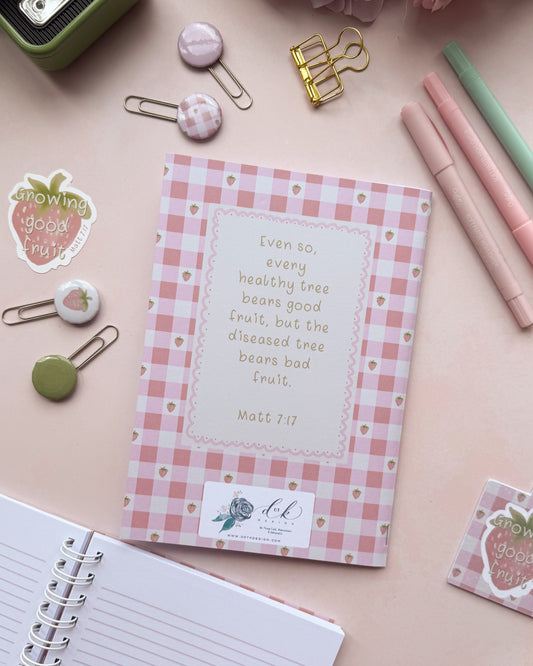 Growing Good Fruit - Strawberries & Pink Gingham - Prayer & Reflection Journal