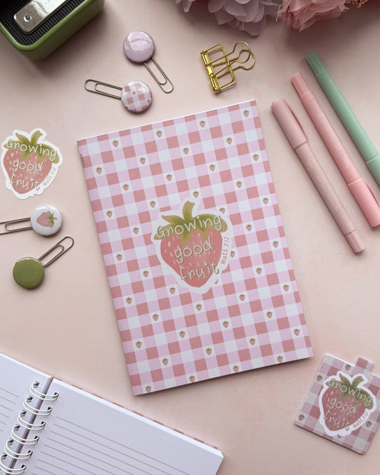 Growing Good Fruit - Strawberries & Pink Gingham - Prayer & Reflection Journal