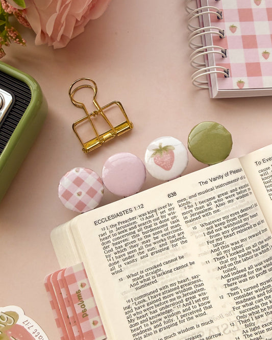 DotK Strawberry gingham paperclip bookmarks