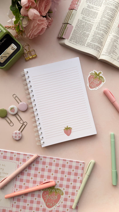 Growing Good Fruit - Strawberries & Pink Gingham - Prayer & Reflection Journal