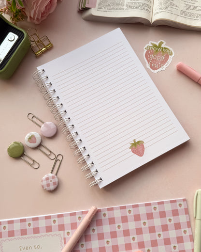 Growing Good Fruit - Strawberry Gingham - Wire Bound Prayer & Reflection Journal