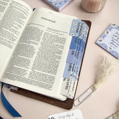 DotK Bible tabs featuring a blue butterfly themed design