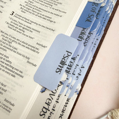 Close up of DotK Butterfly themed Bible tabs