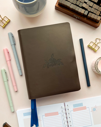 Floral Brown Leather Bible with exclusive DotK Design engraving