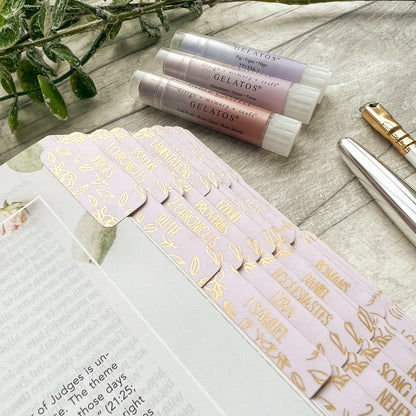 Such A Time - Blush Pink Peonies Gold Foil Laminated Bible Tabs